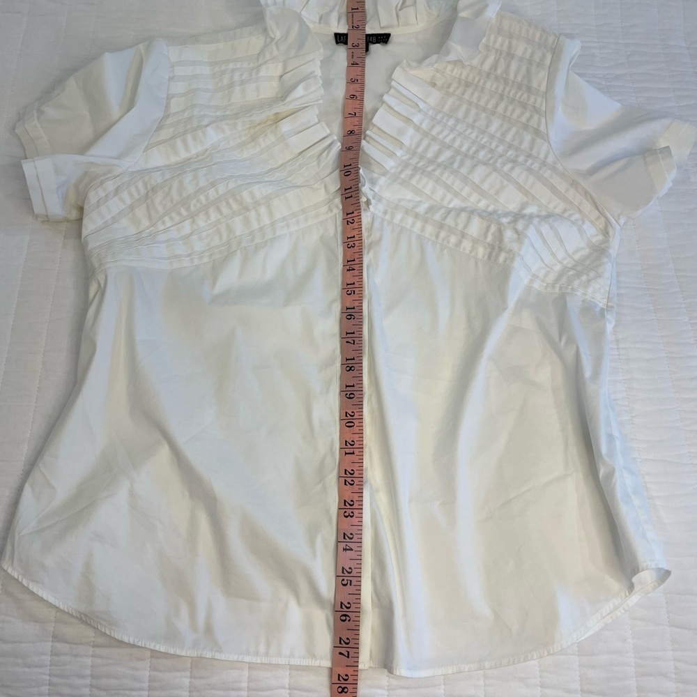 Lafayette 1448 New York off White Ruffle Short Sleeved Blouse size 12 - Picture 8 of 11